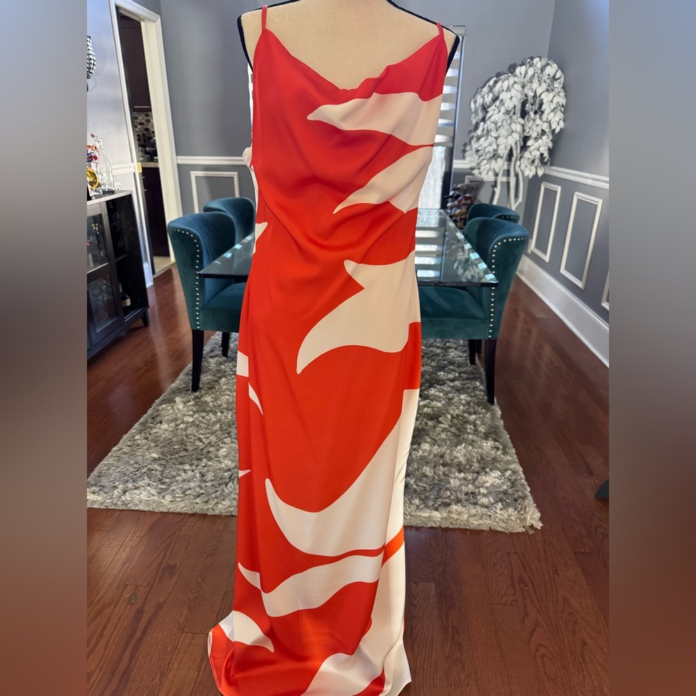 Hanifa Vibrant Orange and White Maxi Dress - Picture 2 of 8